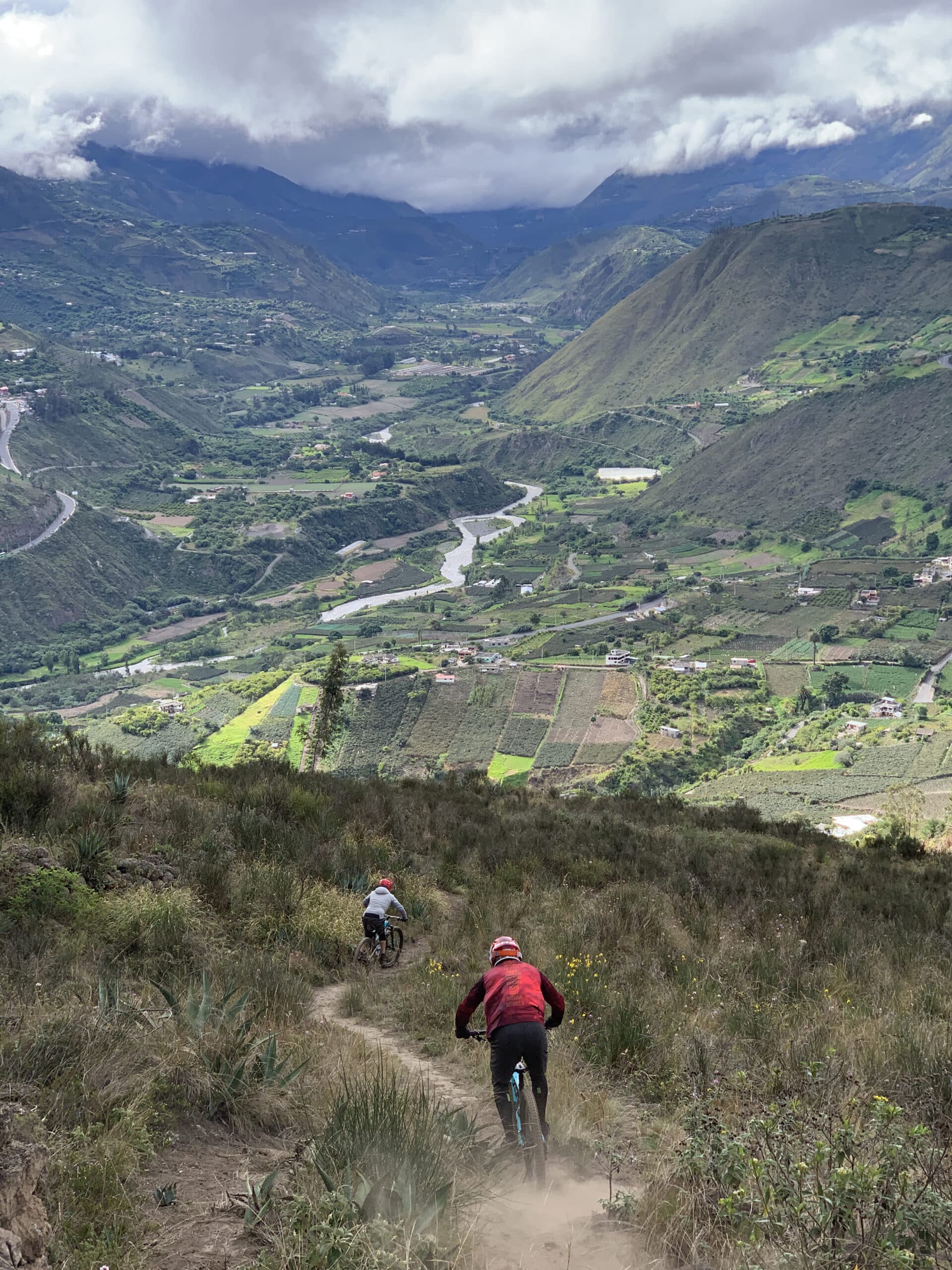 Downhill riders in the mountains in ecuador